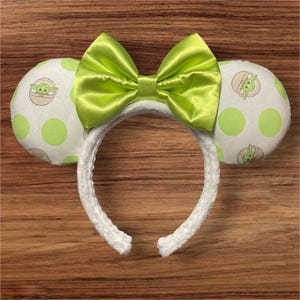 Grogu theme Minnie mouse ears, Mickey ears, Star Wars.