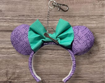 Ariel Inspired Mouse Ears Keychain, Disney Bag Charm