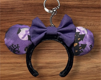 Haunted House Minnie Mouse Ear Keychain: Halloween Bag Charm