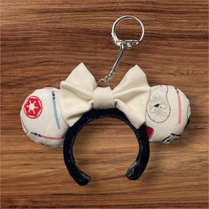 Star Wars white theme mini mouse ear keychain, Minnie ears, Mickey ears, Star Wars ears.