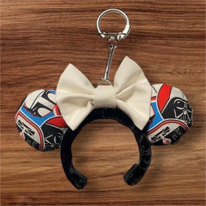 Darth Vader theme mini mouse ear keychain, Minnie ears, Mickey ears, Star Wars ears.