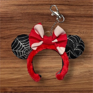 Spiderweb mini mouse ear keychain/ bag charm, Minnie keychain, Mickey keychain, Labubu headband.