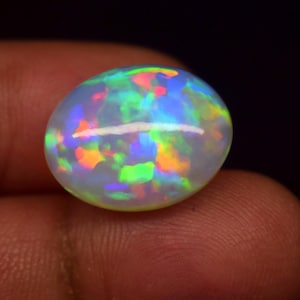 10.60 Carat Natural Ethiopian Opal Multi Fire Opal Cabochon Gemstone, 17.9X14X9.7 MM, For Making Jewelry.