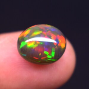 12.1X10X7 MM High AAA++ Quality Opal , 3.85 Carat Amazing Multi Fire Natural Ethiopian Black Smoke Opal Cabochon, Oval Shape Opal Gemstone