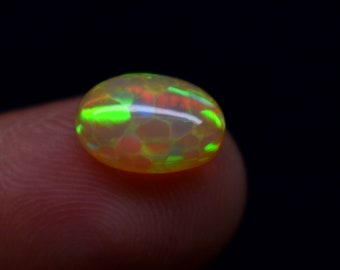 2 Carat Welo Fire Natural Ethiopian Opal Oval Shape Cabochon Gemstone, 11.3X8X4.5 MM, For Making Jewelry.