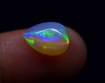 2.50 Carat Welo Fire Natural Ethiopian Opal Pear Shape Cabochon Gemstone, 12x8.5x5.7 MM, For Making Jewelry.