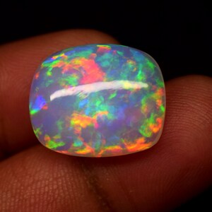 Rainbow Multi Fire Natural Ethiopian Opal Ethiopian Opal Cabochon Gemstone 10.40 Carat 19x15.7x7.5 mm