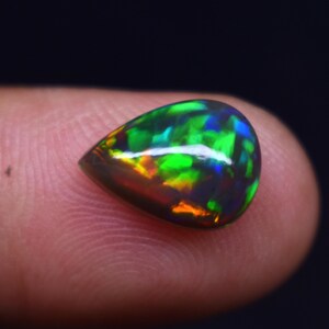 Natural Ethiopian Opal Cabochon: Multi Fire Loose Gemstone (12.2x8.9x4.6 MM, 2.20 Carat)