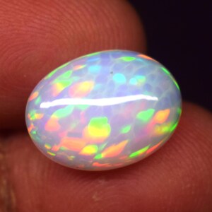 Natural Ethiopian Opal, 15x11.2x5.5mm Oval Cabochon, Loose Gemstone, Semi Precious Stone, AAA Quality Rainbow opal, 4.6 cts