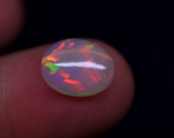 2.10 Carat Flashy Fire Natural Ethiopian Opal Gemstone Oval Shape Cabochon, Opal Gemstone Size 11.1X9X4.1 MM.