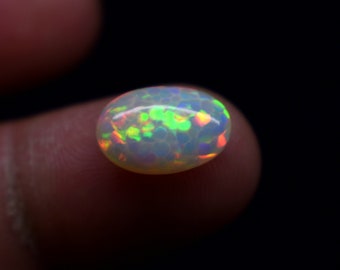 2.50 Carat Honeycomb Fire Natural Ethiopian Opal Gemstone Oval Shape Cabochon, Opal Gemstone Size 12.8X8.6X4.6 MM.