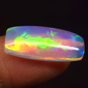 7.1 Cts Top Quality+ Ethiopian Natural Opal Cushion Ultimate Multi Fire White Opal Size 23.2X10X5.1mm Cabochon Handmade Gemstone Jewelry