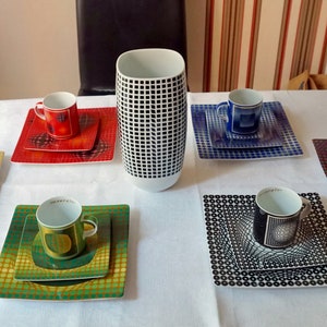 Victor Vasarely - Service / Set 18 pcs. - Decor Op Art - Official Licensed Product, Limited Edition - Tettau Germany