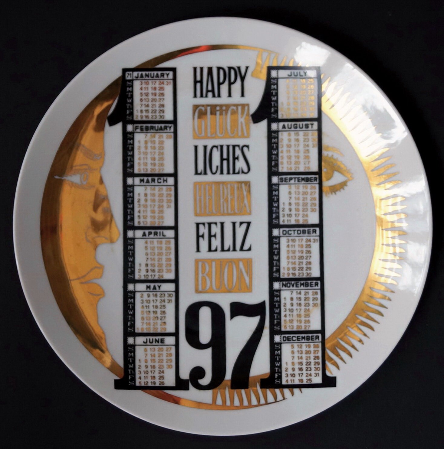 PIERO FORNASETTI Plate CALENDAR Year 1971 Italy Milan - Etsy