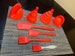 Silicone Kitchen Set 8 pcs with 2 Spatulas, 2 Brushes, 1 pair oven mitt and 2 funnels 