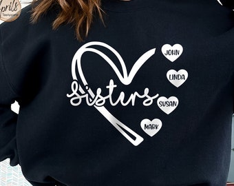 Custom Sisters Heart Sweatshirt, Sisters Sweatshirt, Heart Sweatshirt, Custom Sweatshirt, Baseball Sister Sweatshirt, Baseball Sweatshirt