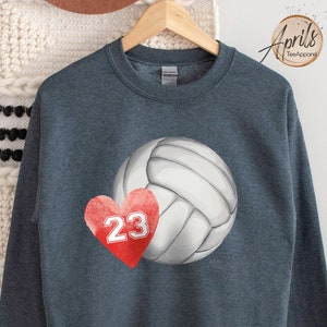 Volleyball Custom Number Sweatshirt or Hoodie, Volleyball Sweatshirt, Volleyball Mom Sweatshirt, Custom Hoodie, Volleyball Team Hoodie