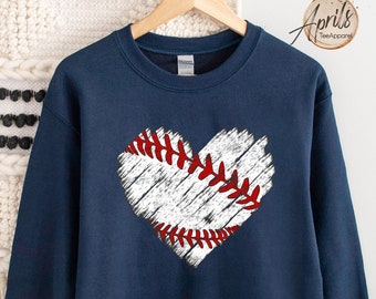 Baseball Distressed Heart Sweatshirt, Baseball Distressed Heart Hoodie, Baseball Mom Sweatshirt, Baseball Sweatshirt, Baseball Heart Shirt