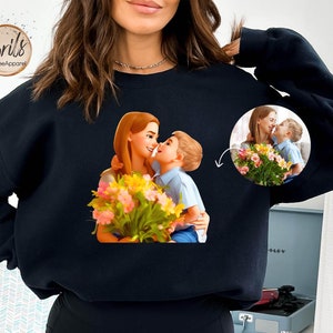 Custom Family Cartoon Photo Sweatshirt: Personalized Hoodie Gift
