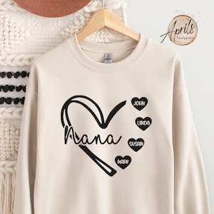 Custom Nana Heart Sweatshirt: Personalized Grandma Crewneck