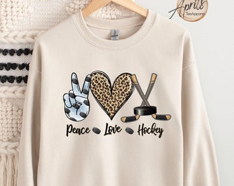 Peace Love Hockey Sweatshirt: Sports Lover Gift