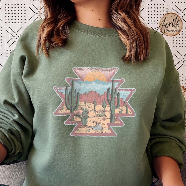 Aztec Desert Graphic Sweatshirt: Western Cowgirl Hoodie