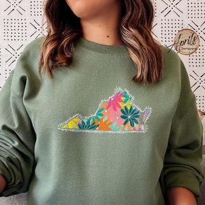 Virginia Floral Sweatshirt or Hoodie, Virginia Sweatshirt, Virginia Hoodie, West Virginia Sweatshirt, College Sweatshirt, Richmond Hoodie