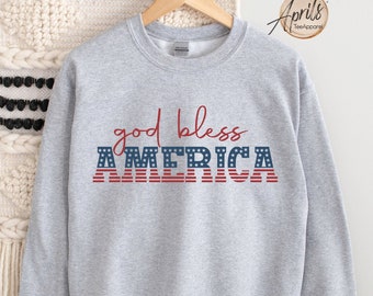 God Bless America Sweatshirt: Patriotic USA Flag Crewneck