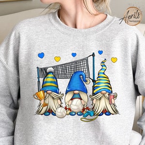 Volleyball Gnomes Sweatshirt or Hoodie, Volleyball Hoodie, Volleyball Sweatshirt, Gnome Sweatshirt, Volleyball Heart Sweatshirt
