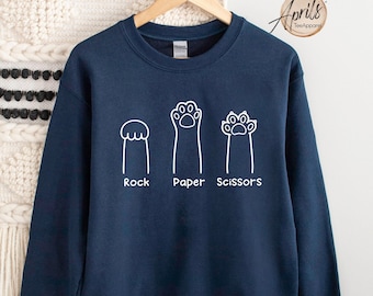 Sudadera con Gatos: Piedra, Papel o Tijera, Regalo para Amantes de los Gatos