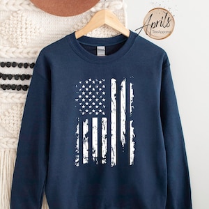 Distressed USA Flag Hoodie - Patriotic 4th of July Sweatshirt