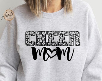 Cheer Mom Leopard Print Sweatshirt or Hoodie