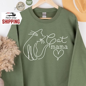 Cat Mama Sweatshirt: Heart Cat Lover Gift