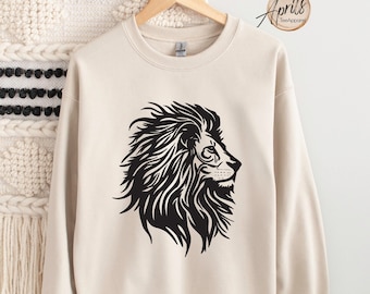 Lion Face Sweatshirt: Wild Animal Graphic Tee, Leo Zodiac Hoodie