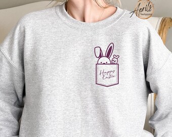 Sudadera con capucha de bolsillo con el conejito de Pascua: Sudadera con capucha cristiana de Pascua