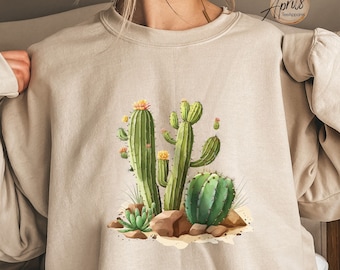 Desert Cactus Graphic Sweatshirt: Western Cowgirl Hoodie