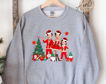 Sweat père Noël photo personnalisé, sweat à capuche personnalisé Noël, cadeau de Noël drôle de famille, chemise père Noël personnalisée