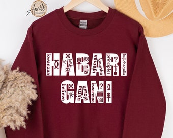 Habari Gani Sweatshirt, Kwanzaa Sweatshirt, African American Shirt, Kwanzaa Hoodie, Holiday Gift, Celebration Shirt, Black Christmas Gift