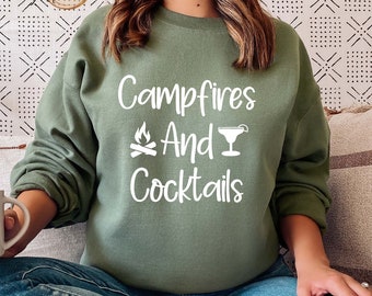 Campfires and Cocktails Sweatshirt, Camper Group Sweatshirt, Camping Hoodie, Hiking Sweatshirt, Caravan Life Sweatshirt, Adventure Hoodie