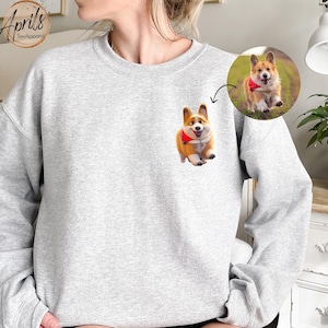 Custom Pet Birthday Pocket Sweatshirt, Cute Pocket Pet Sweatshirt, Custom Photo Gift for Pet Owners, Cartoon Photo Gift for Pet Lovers