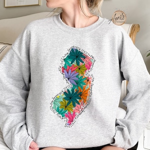 New Jersey Floral Sweatshirt: State Pride Souvenir