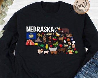 Nebraska Sweatshirt, Nebraska Hoodie, Nebraska Shirt, Nebraska Trip Shirt, State Sweatshirt, Nebraska Map Shirt, State Hoodie, Nebraska Gift