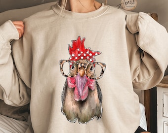Chicken Bandana Sweatshirt: Funny Farm Animal Hoodie