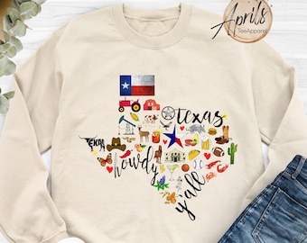 Texas Sweatshirt, Texas Hoodie, Texas Shirt, Texas State Sweatshirt, Texas Gift, Texas Map Hoodie, Texas Trip Hoodie, Texas Favorites Gift