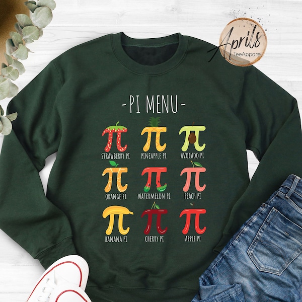 Pi Menu Sweatshirt, Math Nerd Hoodie, Pi Day Sweatshirt, Pi Day Hoodie, Funny Math Pi Symbol Shirt, Pie Shirt, Pie Menu Shirt, Pi Day Gift