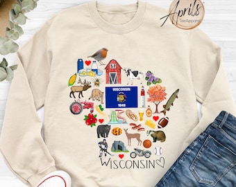 Wisconsin Sweatshirt, Wisconsin Hoodie, Wisconsin State Sweatshirt, Wisconsin Shirt, Wisconsin Map Shirt, College Sweatshirt, Wisconsin Gift