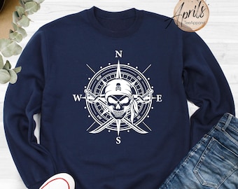 Pirate Skull Compass Graphic Sweatshirt or Hoodie
