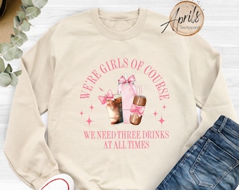 Three Drinks Coquette Sweatshirt - Coffee Lover Gift