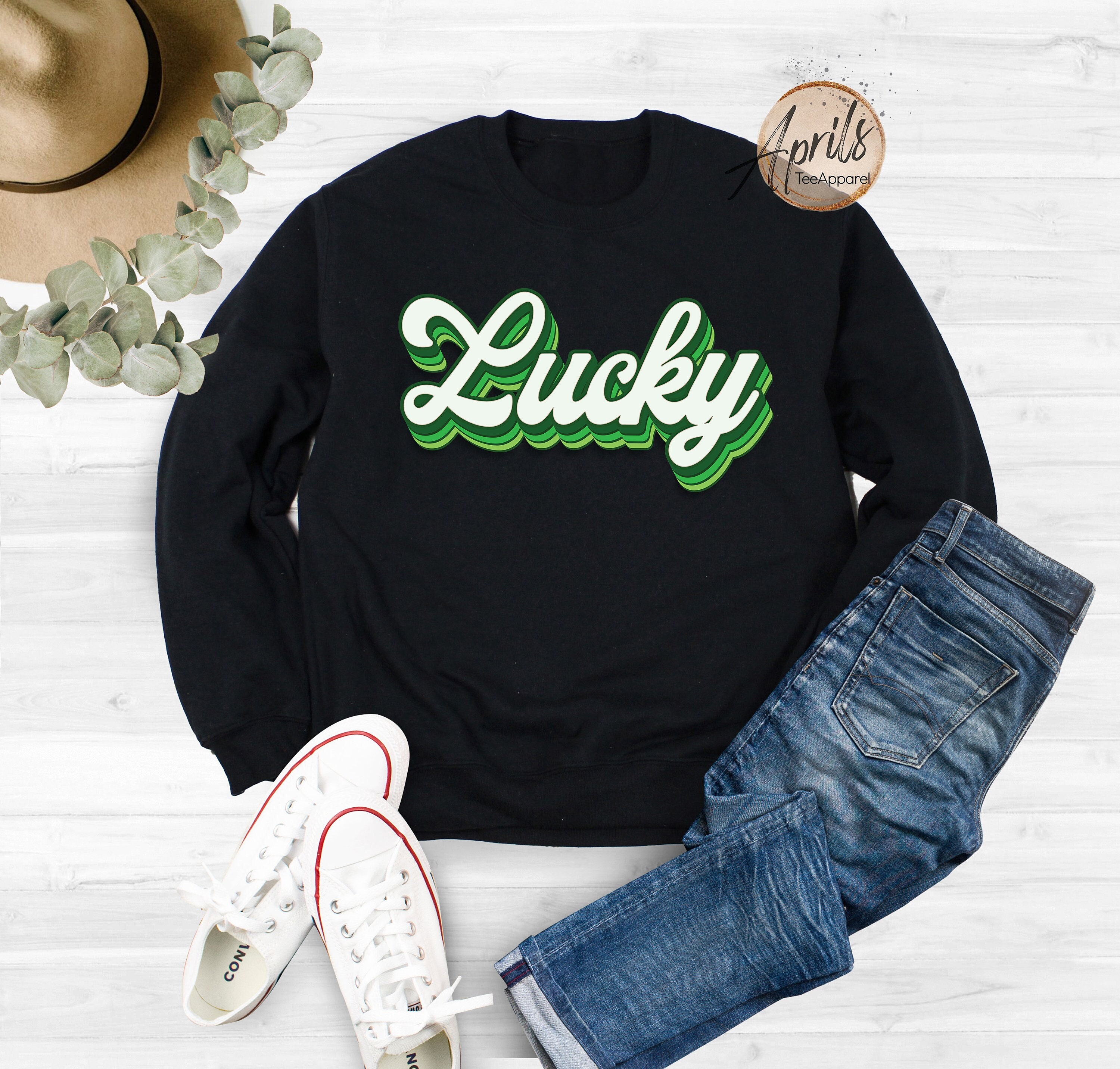 Retro Lucky Sweatshirt: St. Patrick's Day Rainbow Hoodie