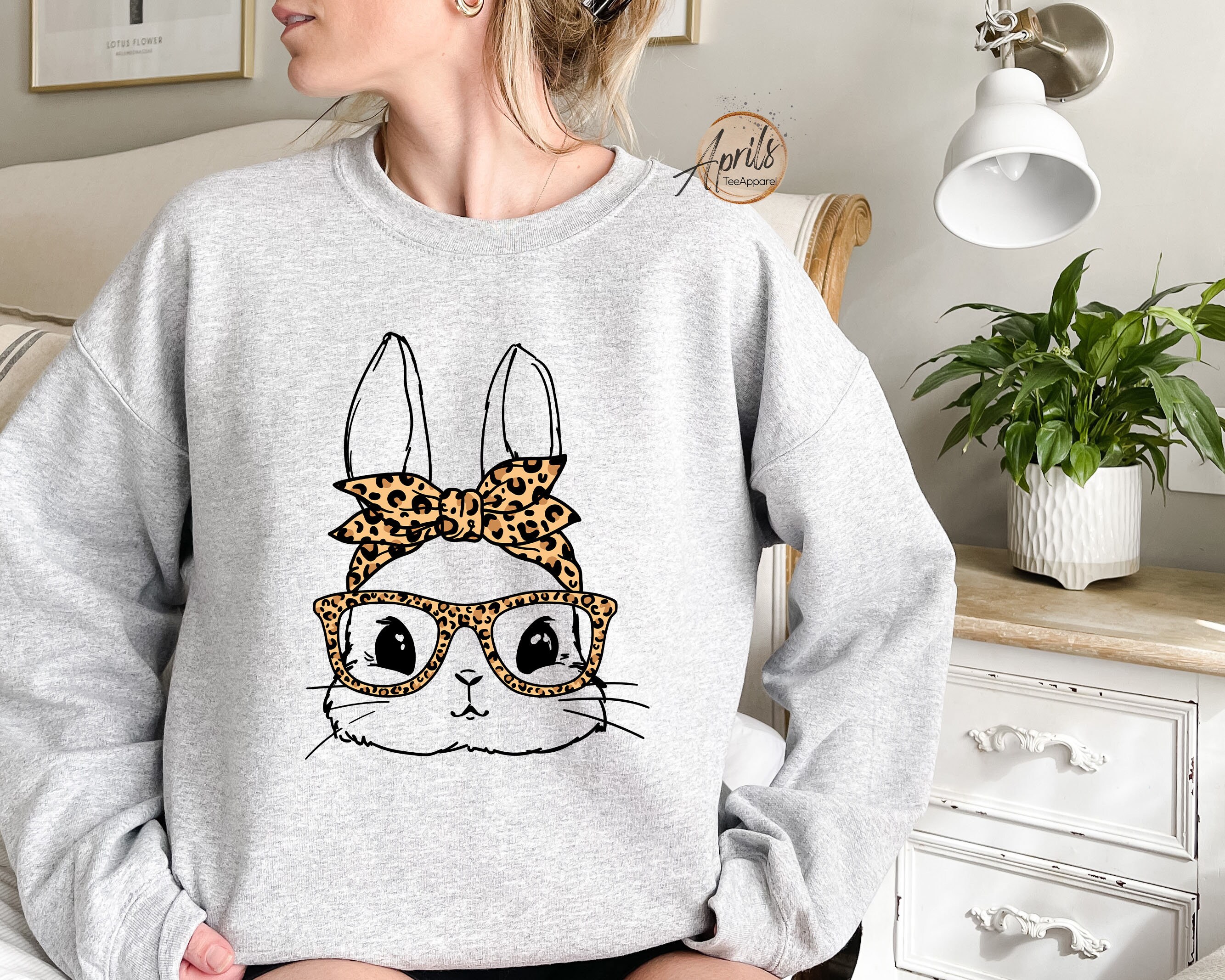 Cute Bunny Leopard Bandana Sweatshirt Bunny Sweatshirt - Etsy